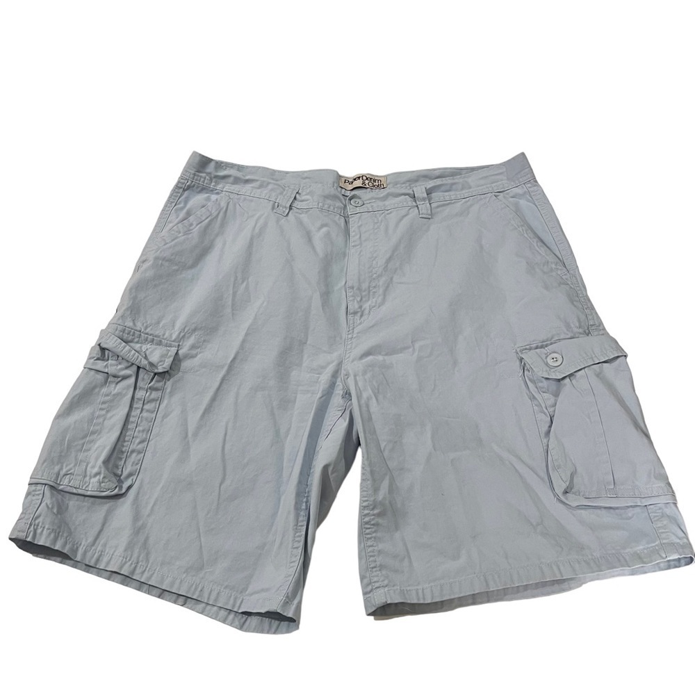 Paper Denim Cloth PD&C Men Light Blue Cargo Shorts Sz 38x10 100% Cotton 6 Pocket